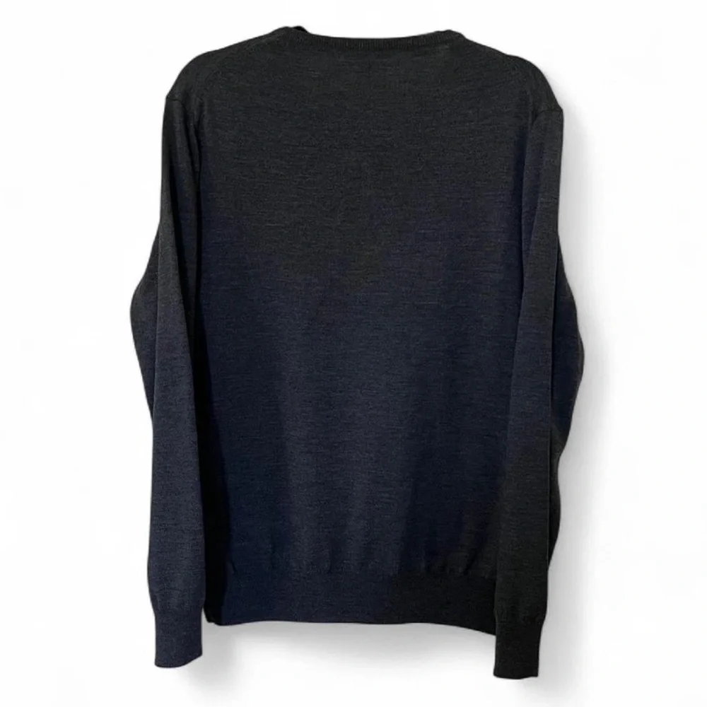 Paolo Mondo Italian Made Wool Men's Dark Grey V-Neck Sweater